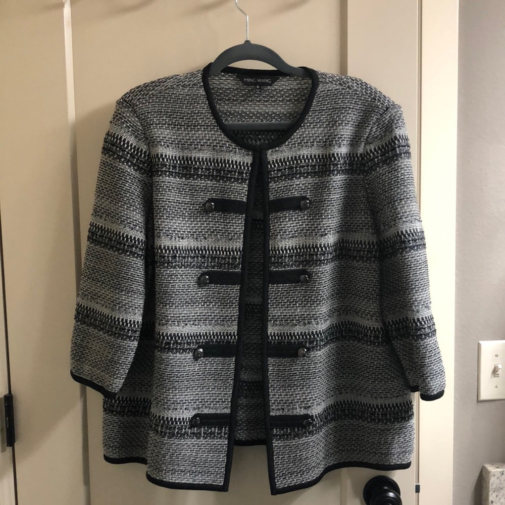 Ming Wang Grey Military Style Jacket Size XL